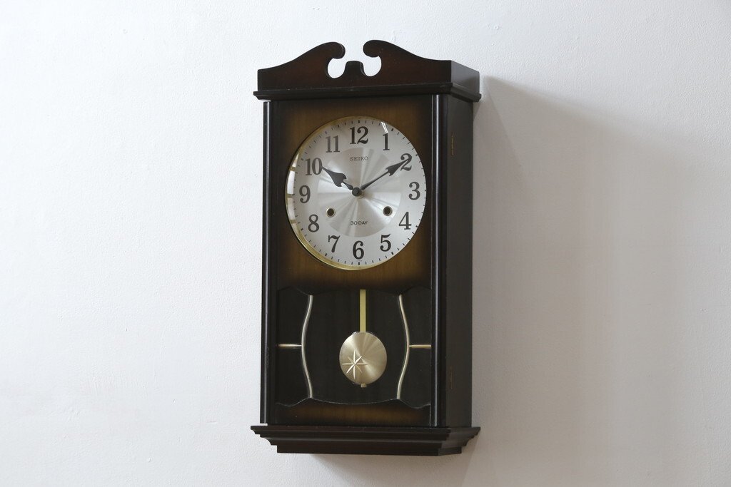 R-072170 和製アンティーク SEIKO(セイコー) 30DAY クォーツ式 昔懐かしい雰囲気を醸し出す掛け時計(柱時計、古時計、振り子時計)拍卖