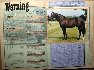 競馬 種牡馬パンフ ウォーニング Warning JBBA [父Known Facts / カルストンライトオ サニングデールの父 イグナイターの母父拍卖
