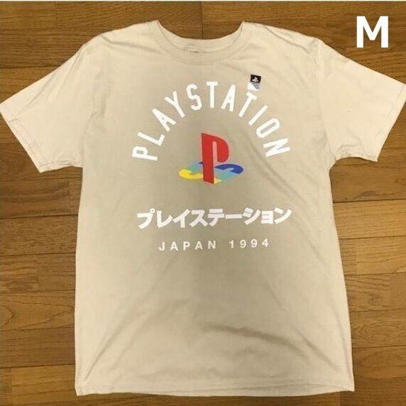 売切り【正規新品】PlayStatio オフィシャル ロゴ プリントTシャツ トップス カットソー 【M】ベージュ 新品 アメリカ買い付け 180720拍卖