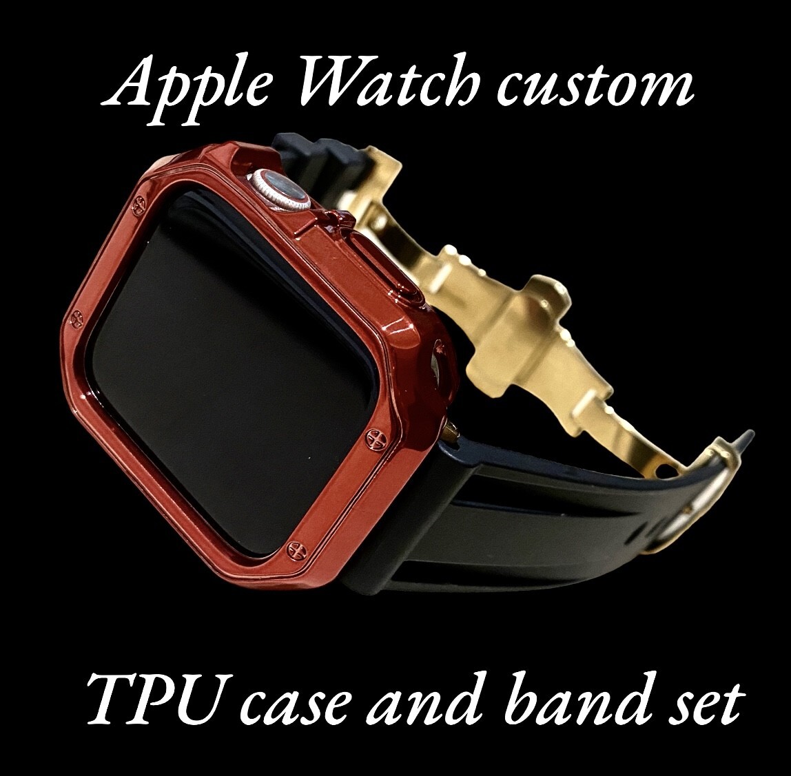 アップル用バンド ラバーベルト Apple Watch カバー ケース メンズ レディース38 40 41 42 44 45 49 レッド ブラック拍卖