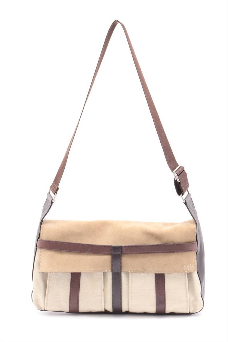 $ 美品 $ ■ Max Mara ■ マックスマーラ ■ レザー 切替 スエード製・ ショルダーバッグ ■ ベージュ系 & ダークブラウン系 ■ 送料無料!拍卖