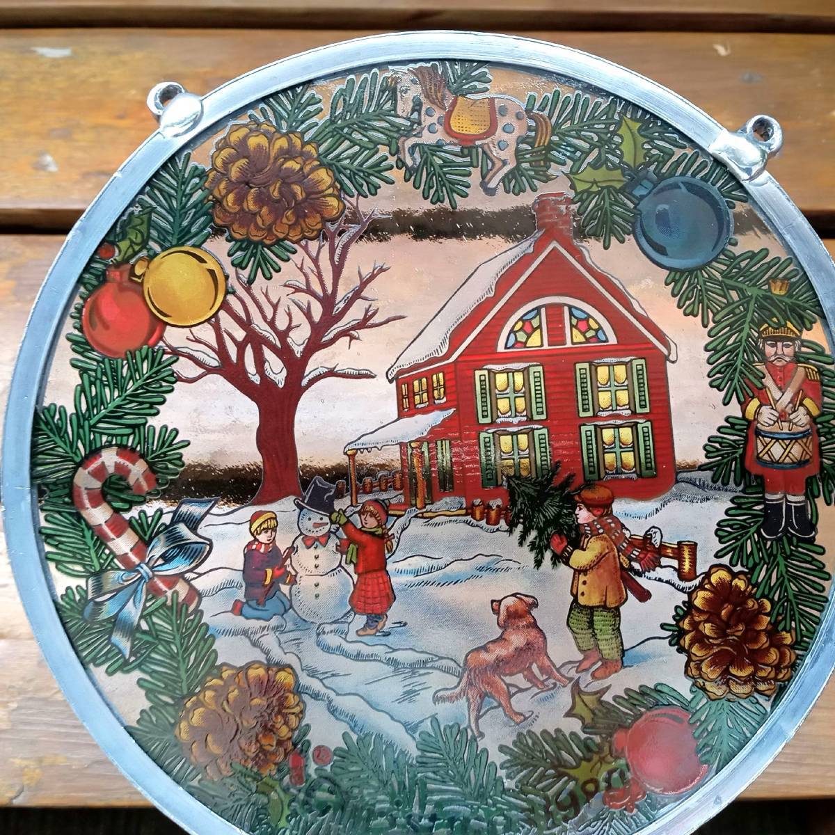 【AIKU-YA】送料無料アメリカ ステンドグラスChristmas1980クリスマス グラスマスターズ社 /トロント/カナダ/ティファニー拍卖