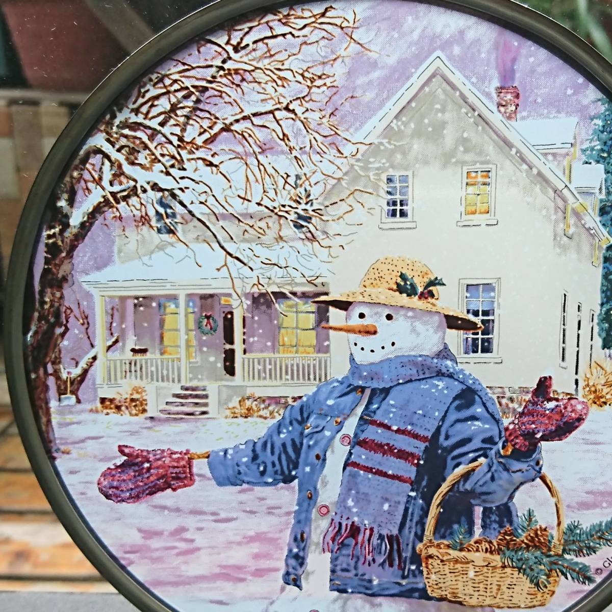 【AIKU-YA】送料無料クリスマス ステンドグラス Snowman スノーマン グラスマスターズ社 /トロント/カナダ/ティファニー拍卖