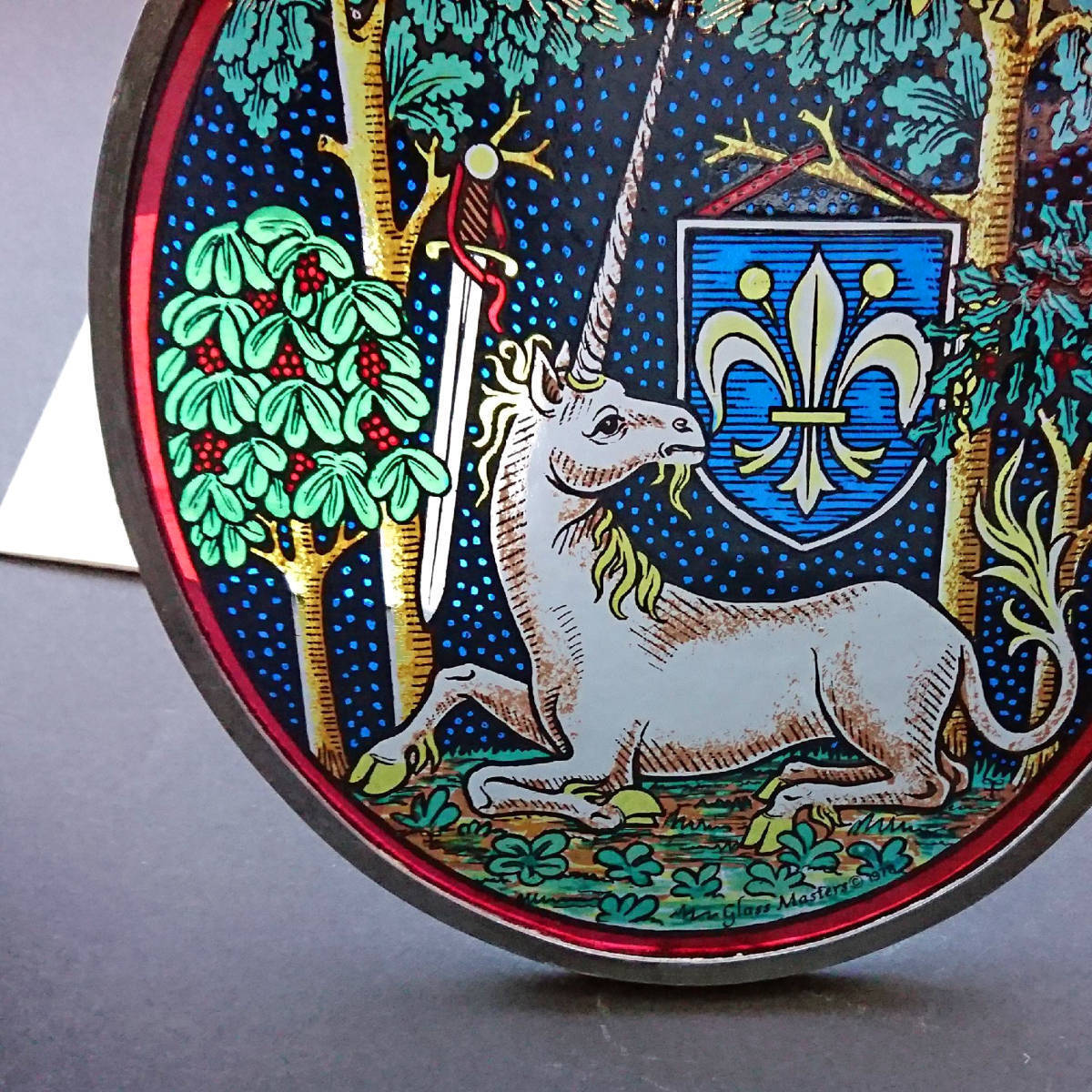 【AIKU-YA】送料無料ステンドグラス Woodlands Unicorn ユニコーン グラスマスターズ社 /トロント/カナダ/ティファニー拍卖