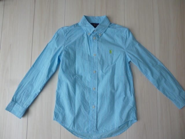 【ラルフローレン】ホース入り水色チェックシャツ★130cm★拍卖