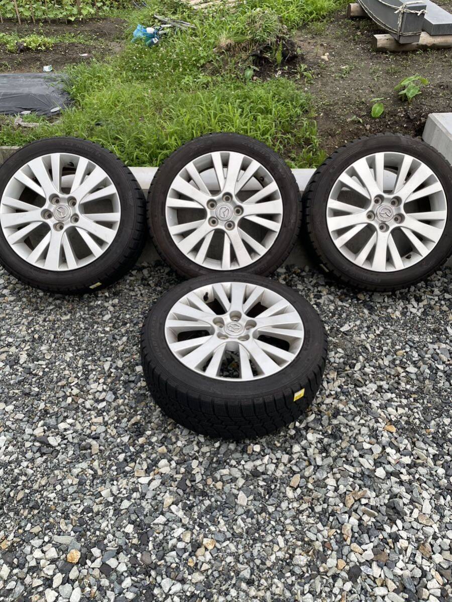 MAZDA マツダ 純正 17インチ アテンザ 純正アルミホイール 7J +60 PCD114.3 5H 215/50R17 スタッドレスタイヤ 4本セット 現状売り切り拍卖