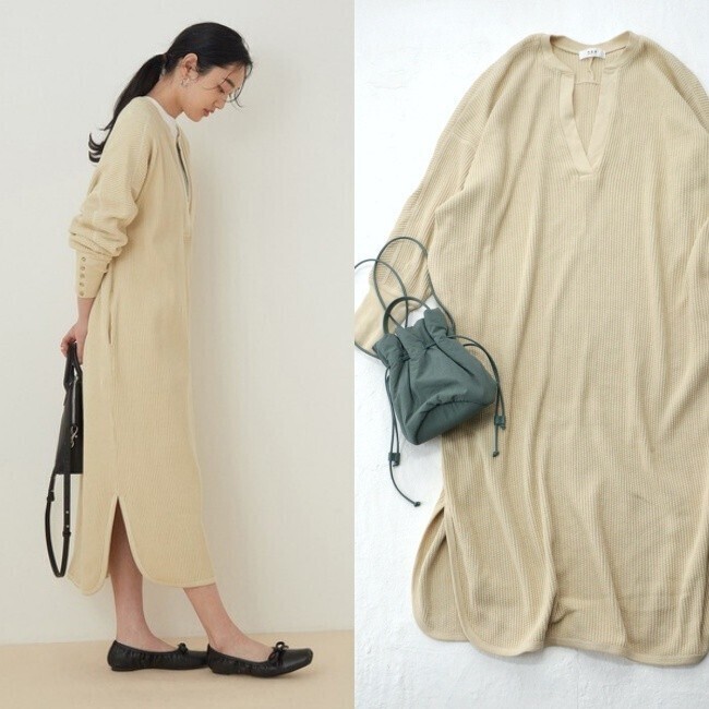 【送料無料】 美品*1.3万 ADAM ET ROPE|コットン100% ♪カフタンワンピース(アダム エ ロペ)拍卖