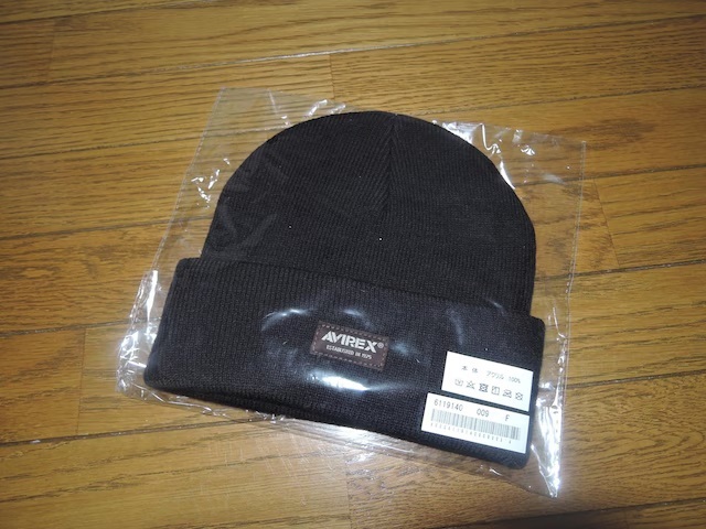 新品 AVIREX アビレックス ニットキャップ 黒 アクリル ビーニー拍卖
