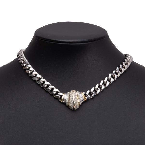 クリスチャンディオールChristian Dior ラインストーン装飾ネックレス シルバー拍卖