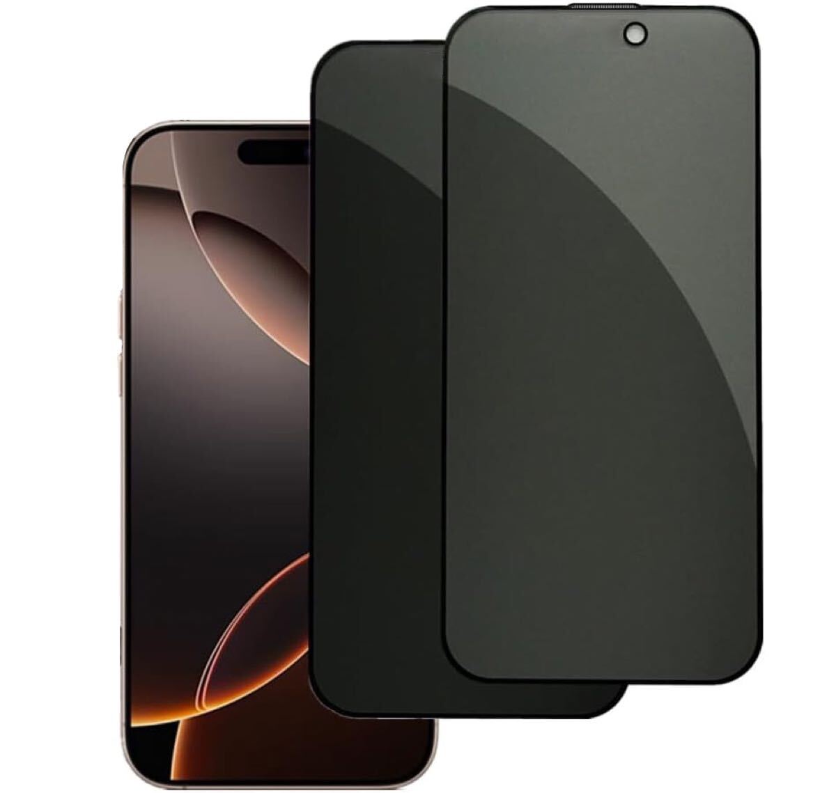 【2枚セット】iPhone 16plus用 覗き見防止強化ガラスフィルム 9H硬度 撥油性 貼付け簡単 全面保護フィルム拍卖