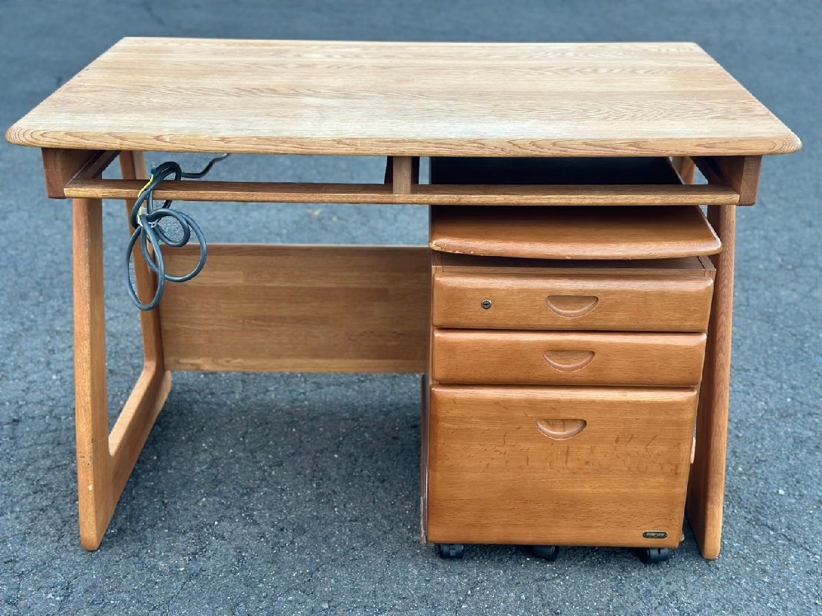 ●maruni マルニ マルニ木工 学習机 事務机 デスク キャビネット 2点セット 引き出し 木工家具 欠品有 札幌発 再拍卖