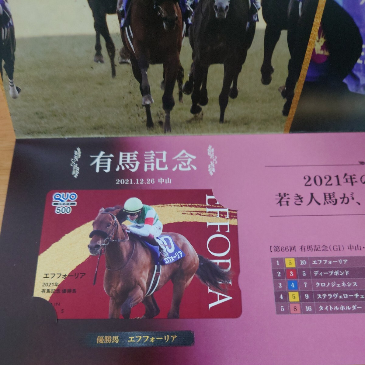 JRA 有馬記念キャンペーン 2021 エフフォーリア C賞 QUOカード(500円分) クオカード 競馬拍卖