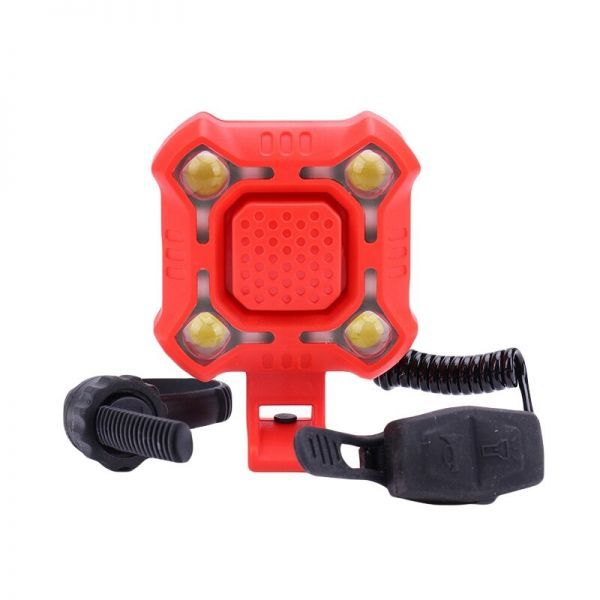 USB充電マウンテンバイクロードカーフロントハンドル電子防水ホーンランプ自転車ベル2イン1自転車リンライト140db R(色、赤)拍卖