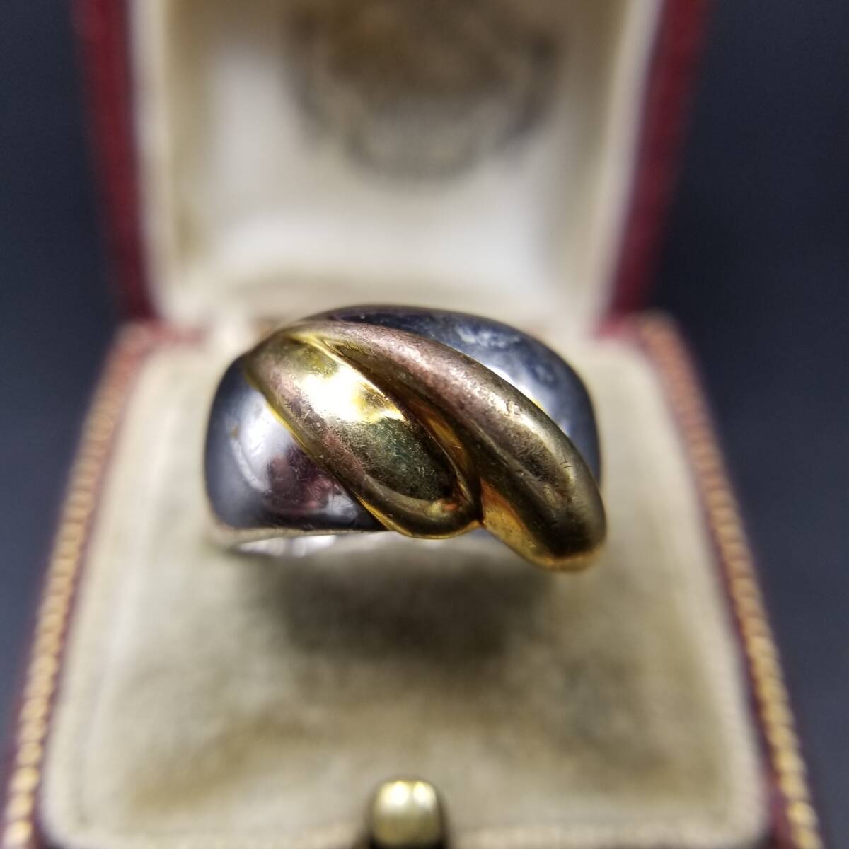 ツイスト ねじり ゴールド MIX ヴィンテージ リング 指輪 シルバープレート 幅広 スタイリッシュ ジュエリー Y21-H拍卖