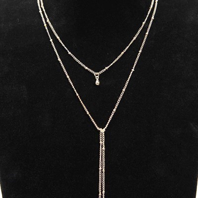 チョーカー 首輪 韓国 ゴールド ネックレス シンプル チェーン ロング ビーズ タッセル レディース 襟 コリア 色 金 Gold 長さ #C174-22拍卖