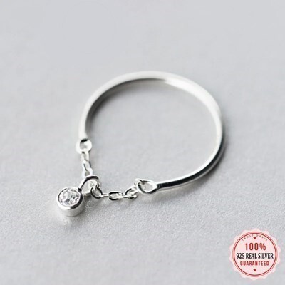 リング 指輪 シルバー S925 スターリングシルバー ダイヤ ラインストーン 韓国 ファッション 光沢 cz チェーンリング レディース #C618-5拍卖