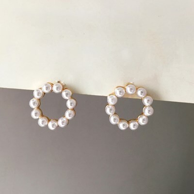 ピアス 針S925 サークルパール 小粒 ゴールド ラウンド 韓国 デザイン スタッドピアス メタル ティアドロップ 真珠 レディース #C637-6拍卖