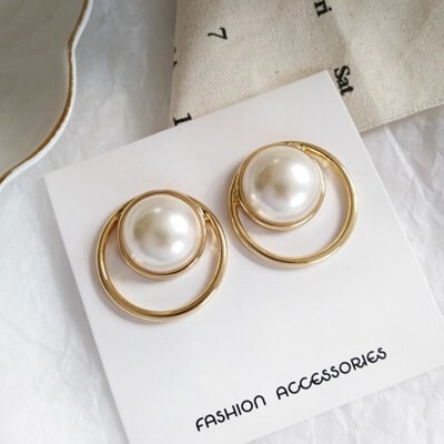 ピアス 針S925 ビッグパール サークル ラウンド 韓国 デザイン スタッドピアス ティアドロップ 真珠 レディース ガール ギフト #C627-5拍卖