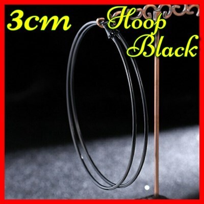 ピアス フープ 3cm ブラック 韓国 アレルギー対応 レディース メンズ ステンレス 鋼 誇張 大 フープ レディース ビッグ スムーズ #C674-6拍卖