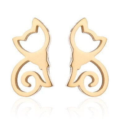 ピアス 猫 ゴールド スタッド レディース アレルギー対応 かわいい ジュエリー ペット 動物 パーティー ギフト 素材 ステンレス #C709-5拍卖