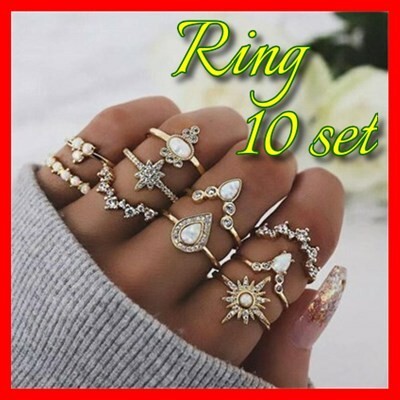リング 指輪 ゴールド 10 セット レディース 10-16号 まとめ売り ラウンド 中空 幾何 ファッション クロス ツイスト クリスタル #C769-5拍卖