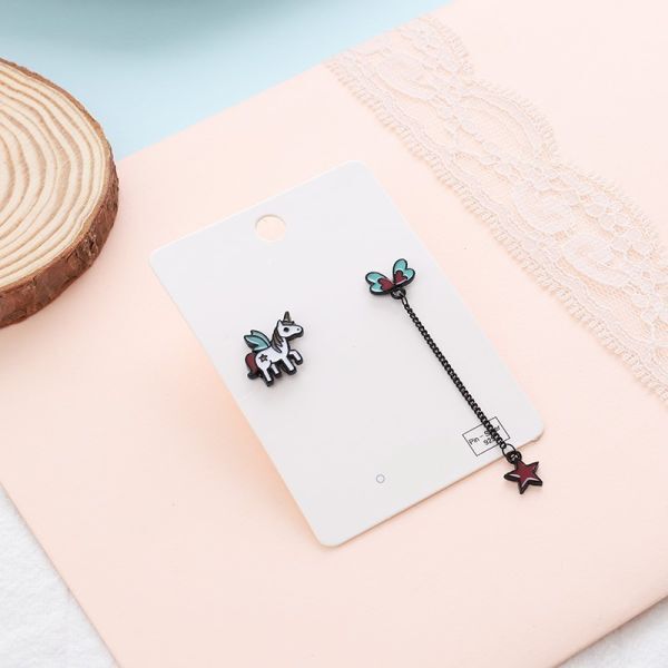 ピアス 宇宙 ペガサス スター ロング ロケット 韓国 アシンメトリー レディース スタイル 愛らしい エナメル スーツ コレクション #C70-4拍卖