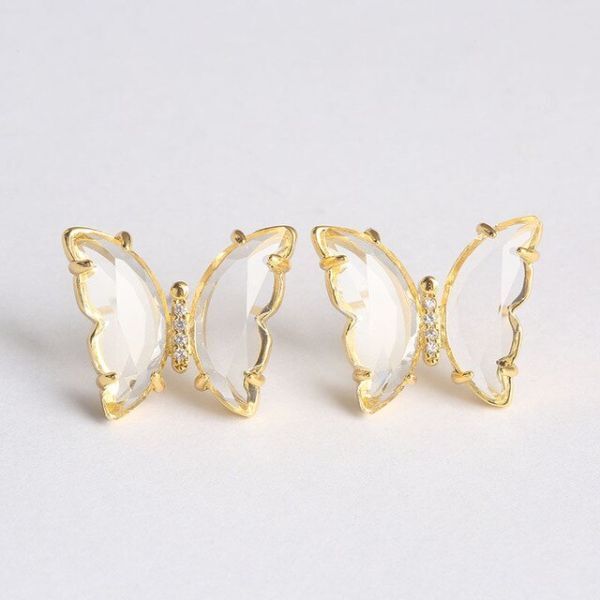 ピアス 蝶々 クリア 透明 クリスタル スタッドピアス 絶妙 高輝度 現代 ファッション 女性 ジュエリー 宝石 #C221-9拍卖