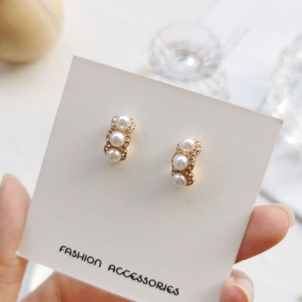 ピアス 針S925 パール 韓国 3個パール スタッドピアス メタル サークル デザイン ティアドロップ 真珠 レディース ガール ギフト #C634-3拍卖