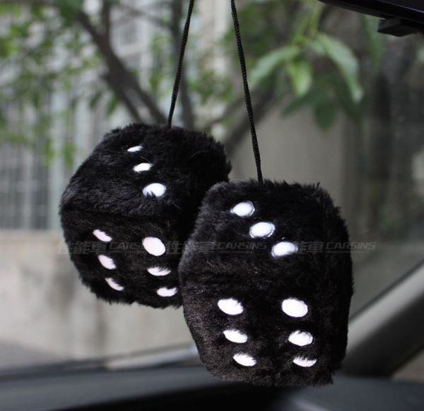 ハンギング ダイス サイコロ 黒色 ルームミラー 車内 アクセサリー 車 吸盤付き 7.5cm×7.5cm拍卖