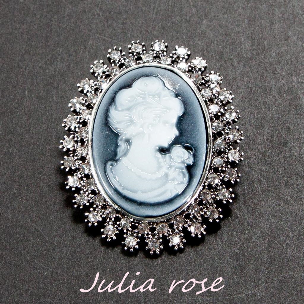 ブローチ(カメオ)アンティーク調⑪ ラインストーン 清楚なブローチ 新品 未使用品拍卖
