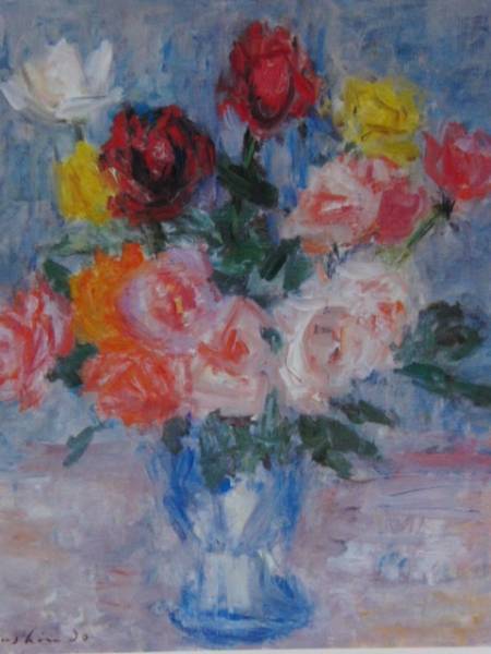 今関鷲人、【バラ】、希少な額装用画集より、新品額装付、状態良好、送料込み拍卖