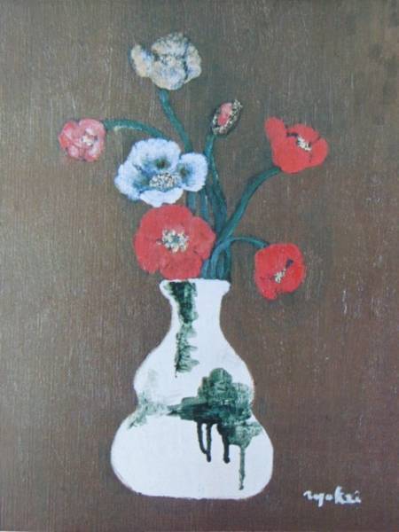 鳥海青児、【けし】、希少な額装用画集より、新品額装付、状態良好、送料込み拍卖