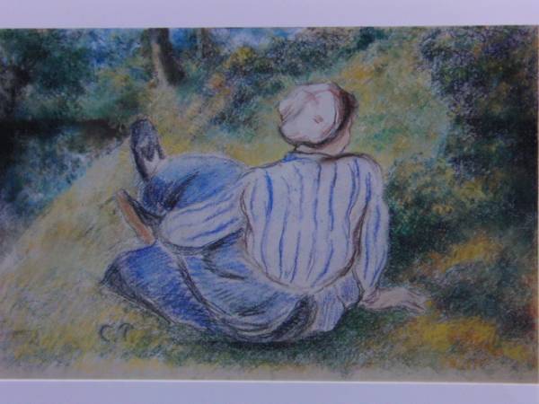 Camille Pissarro、Jeune Fille assise dans la Campagne、超希少画集より、新品額装付、送料込み、iafa拍卖
