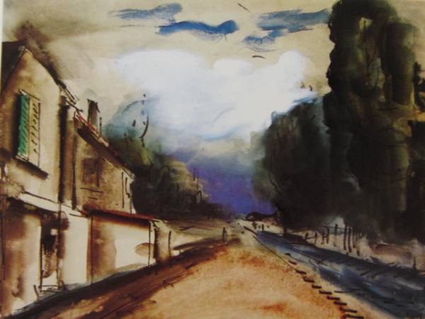 モーリス・ド・ブラマンク、【村の道】、希少な額装用画集より、新品額装付、状態良好、送料込み拍卖