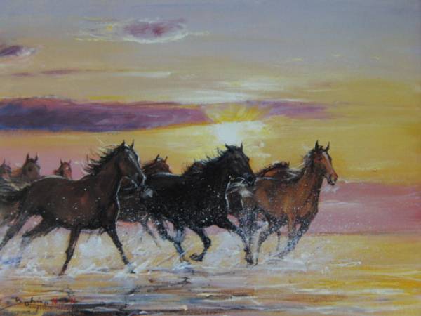 中畑艸人、【朝陽】、希少な額装用画集より、新品額装付、状態良好、送料込み拍卖