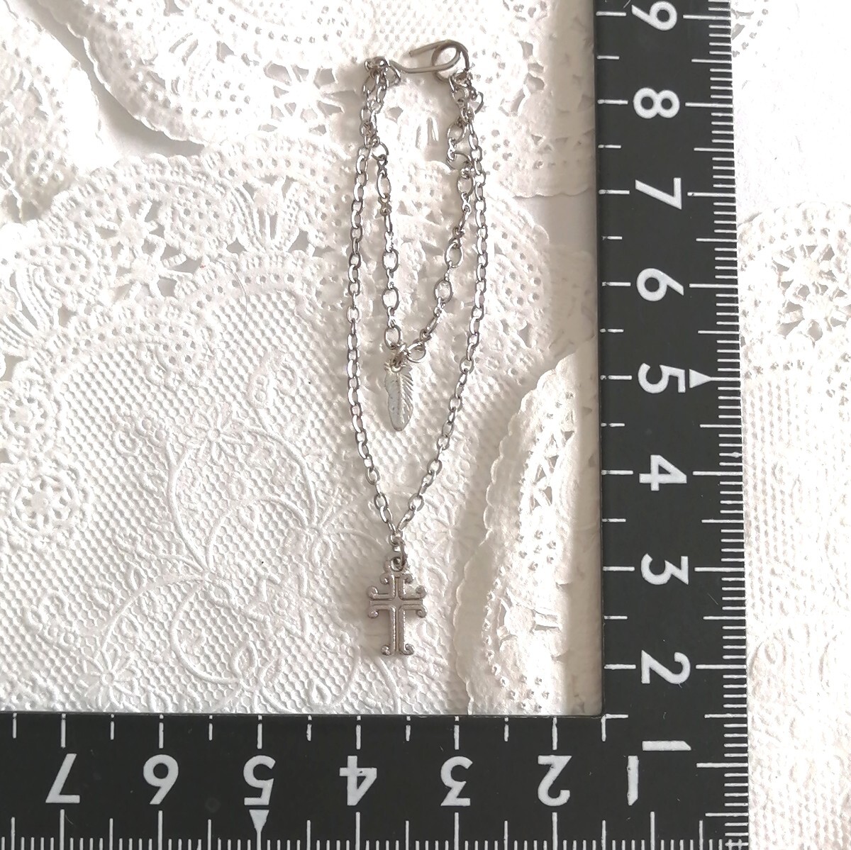 tia*゜☆:。 ネックレス シルバー 重ね付け風 羽根 羽 クロス 銀色 ドール用 エイト ナイン ロング ネックレス TBleague 1/6ドール 拍卖