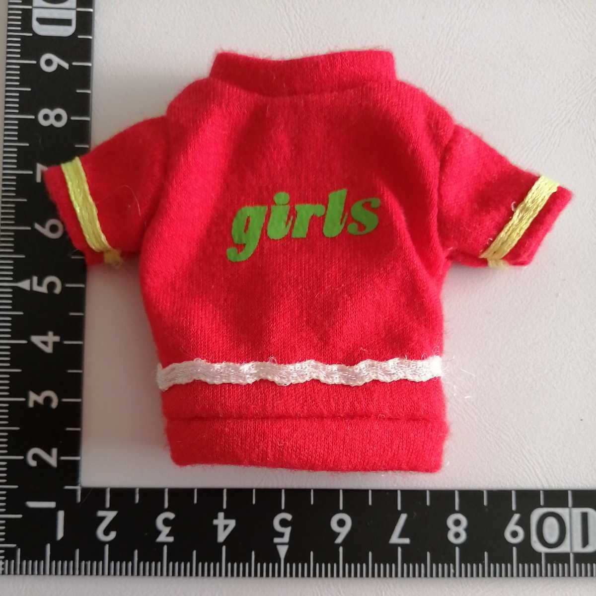 1r98 ドール用 赤 レトロ ハイネック 半袖 トップス Tシャツ ライン 初代リカちゃん リカちゃん ブライス ピュアニーモ 1/6ドール momoko拍卖