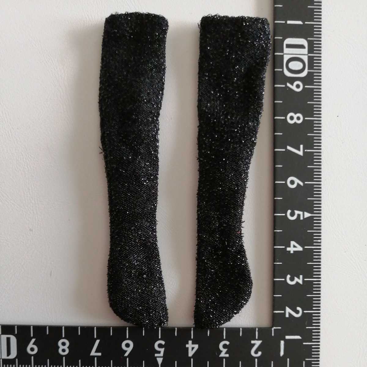 tia ドール用 タミーちゃん着用可 黒 ブラック ラメ ソックス 靴下 バービー ジェニー ピュアニーモ momoko 1/6サイズドール拍卖