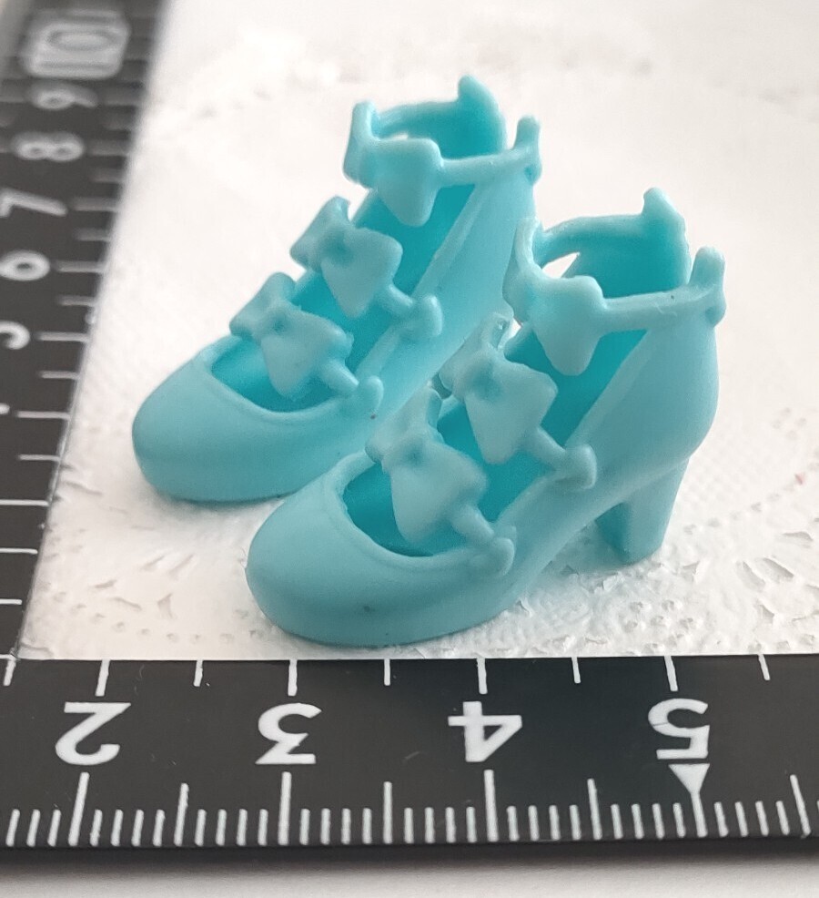 5r0117 ドール用 リボン パンプス 水色 ハイヒール 靴 シューズ ジェニー リカちゃん ソフトタイプ拍卖
