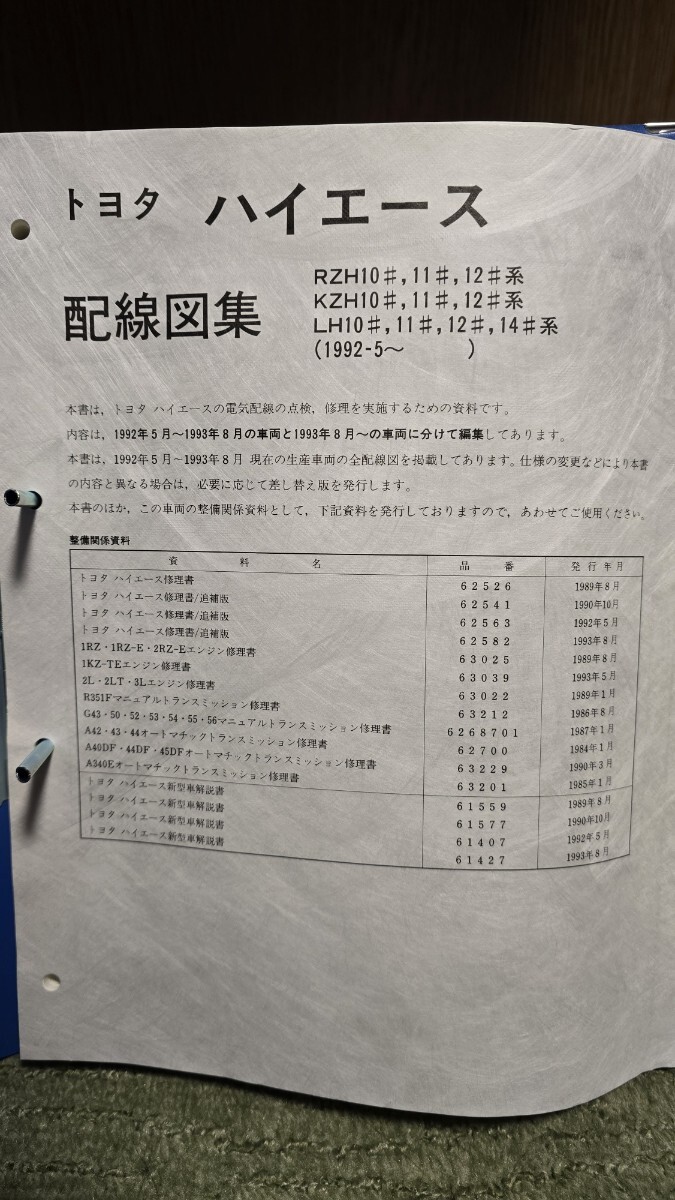 ハイエース 配線図集1993年 A3サイズ拍卖