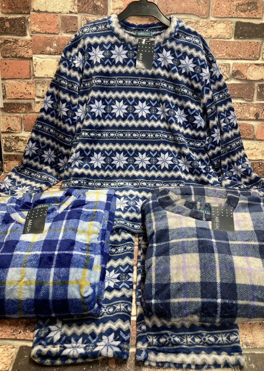 送料無料!暖か&柔らかく&滑らかで着心地抜群!メンズフランネル裏起毛丸首ルームウェア上下セット(画像から)1組拍卖