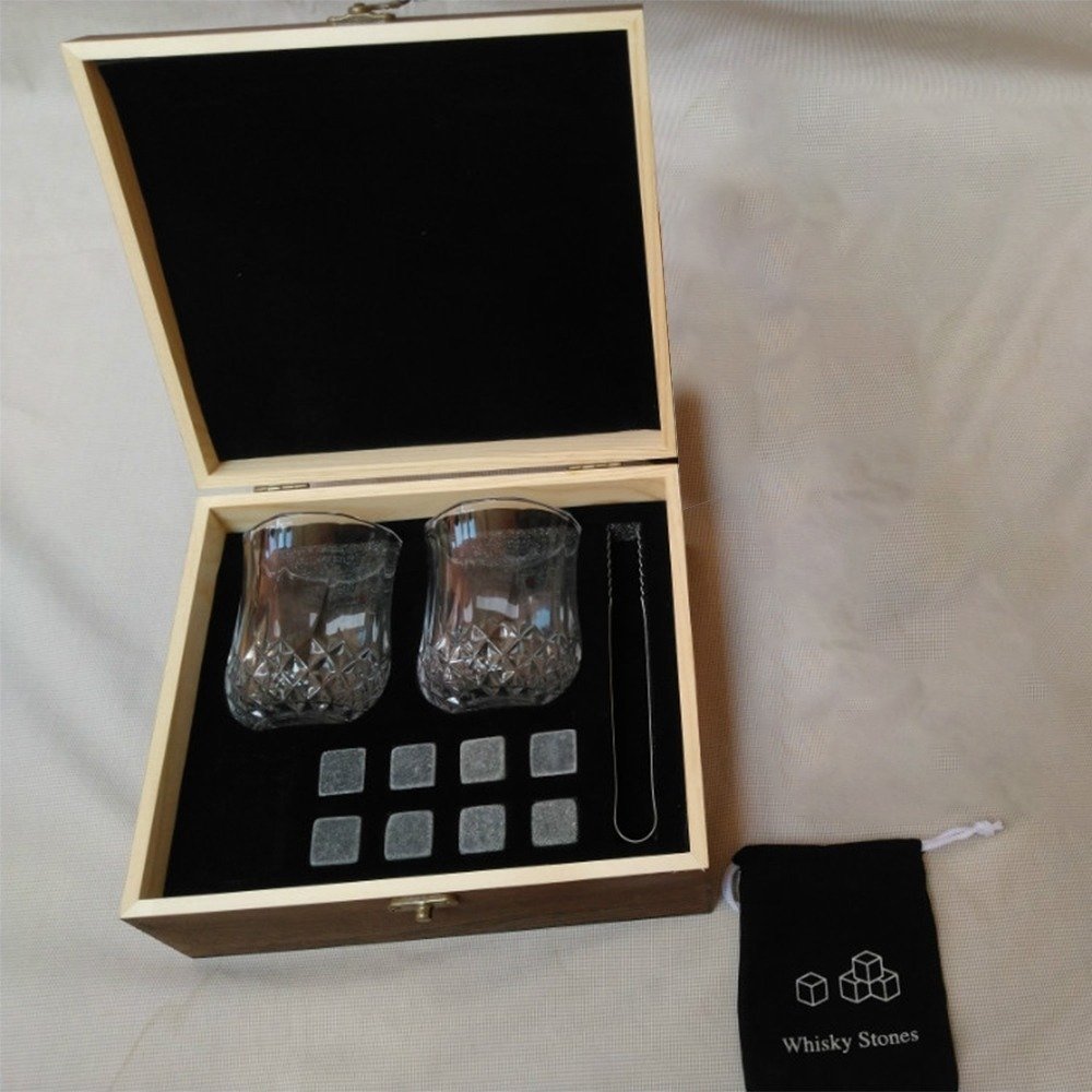 lyw12★グラスセット アイスキューブ 再利用可能アイス ウイスキー ワイン ビール ジュース 木製ボックス マド拍卖