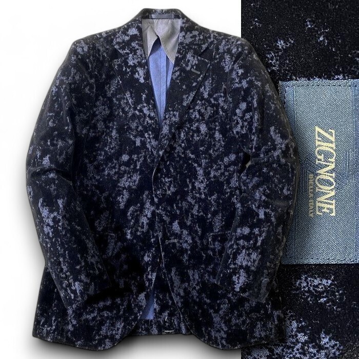 GIVERDYE ジバルディ 定価12.6万 日本製 伊製生地 ZIGNONE社 ウール混フロッキーベロア テーラードジャケット 187J8904 A5 ▲074▼41206w05拍卖