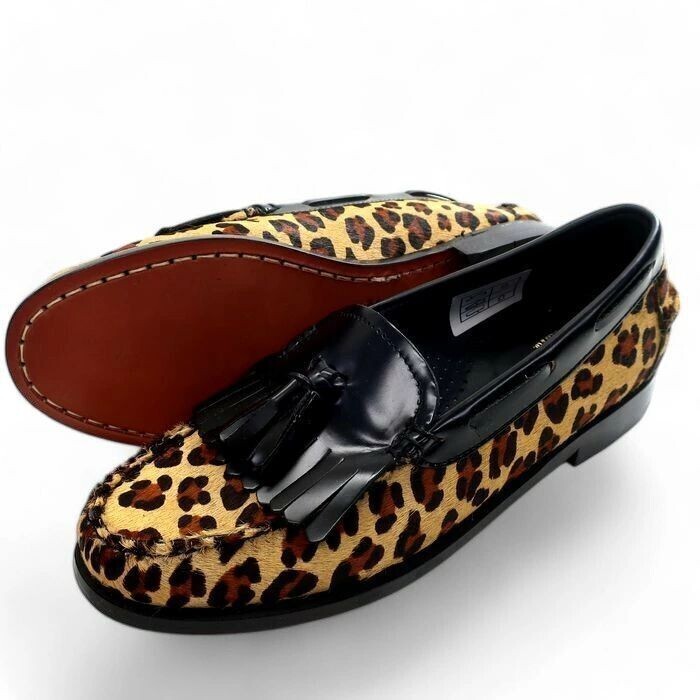 G.H.BASS Weejuns ジーエイチバス 定価2.9万 マッケイ製法 キルトタッセル ハラコ レオパード ローファー 革靴 BA41020L 7▲066▼41126k08拍卖