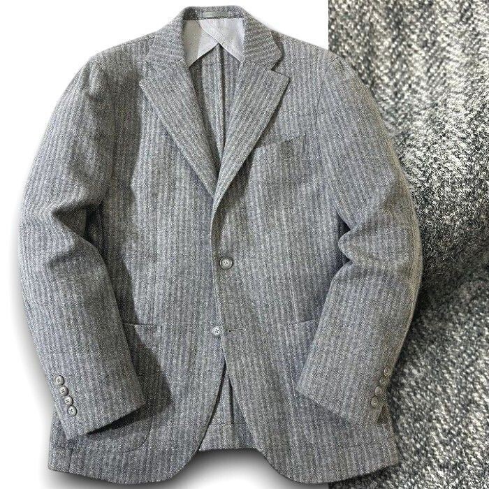 GIVERDYE BEST SELECTION ジバルディ 定価6.6万 日本製 ツイーディーウール ストライプ テーラードジャケット 187J8808 A5 ▲074▼41212w02拍卖