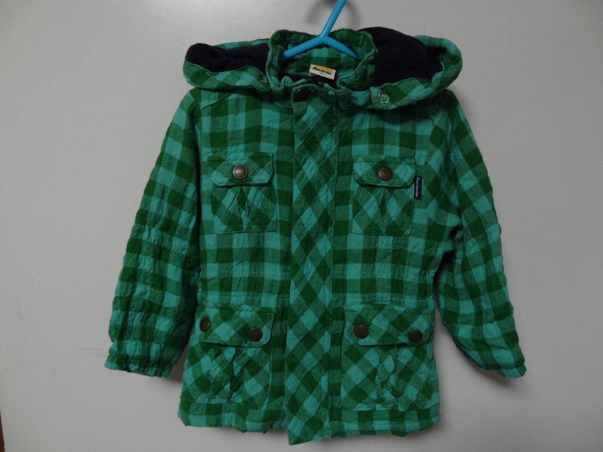 全国送料無料 ムージョンジョン moujonjon 丸高衣料 子供キッズベビーパーカー脱着可裏フリース付ブロックチェック中綿ジャケットコート 90拍卖