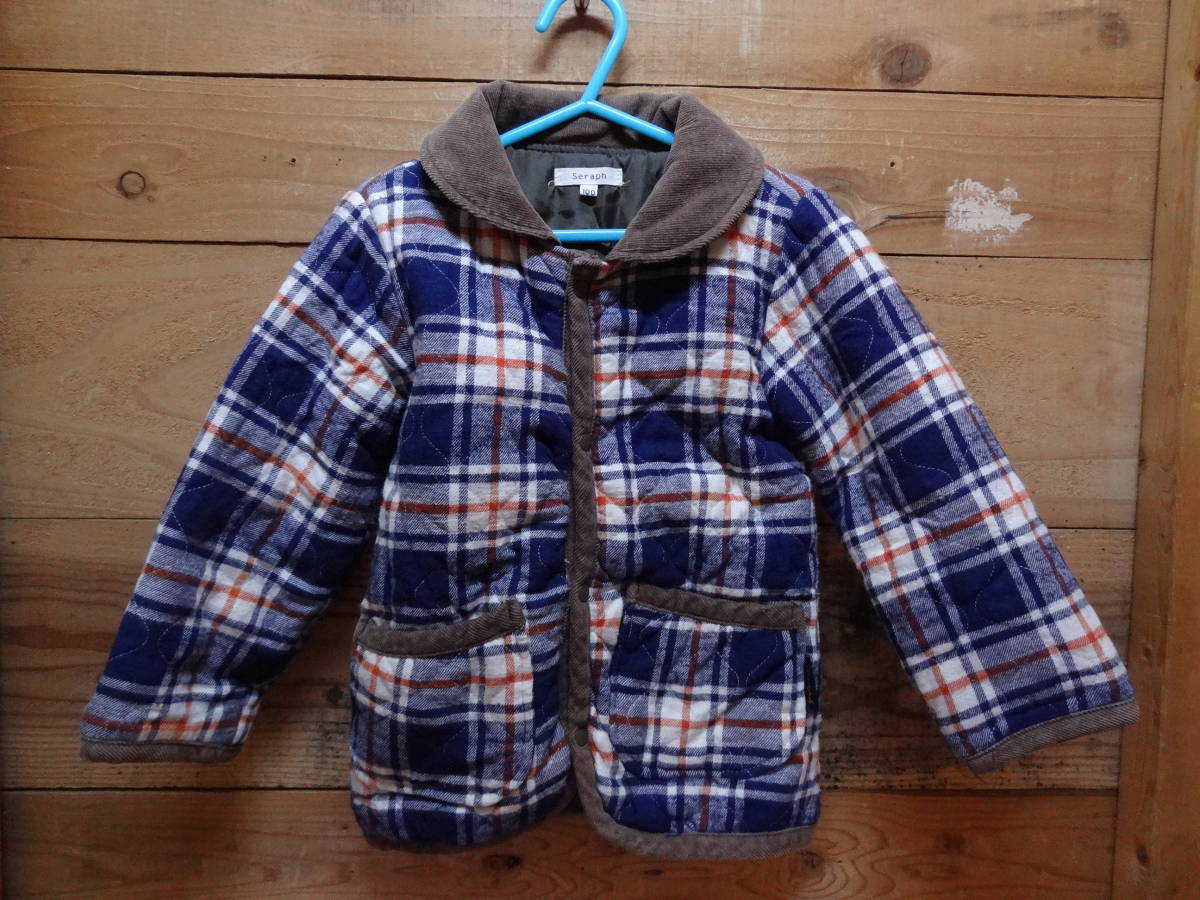 全国送料無料 セラフ Seraph F.O.インター製 apres les cours 子供服キッズベビー女の子キルティングネルチェック中綿コート 100(着丈43cm)拍卖