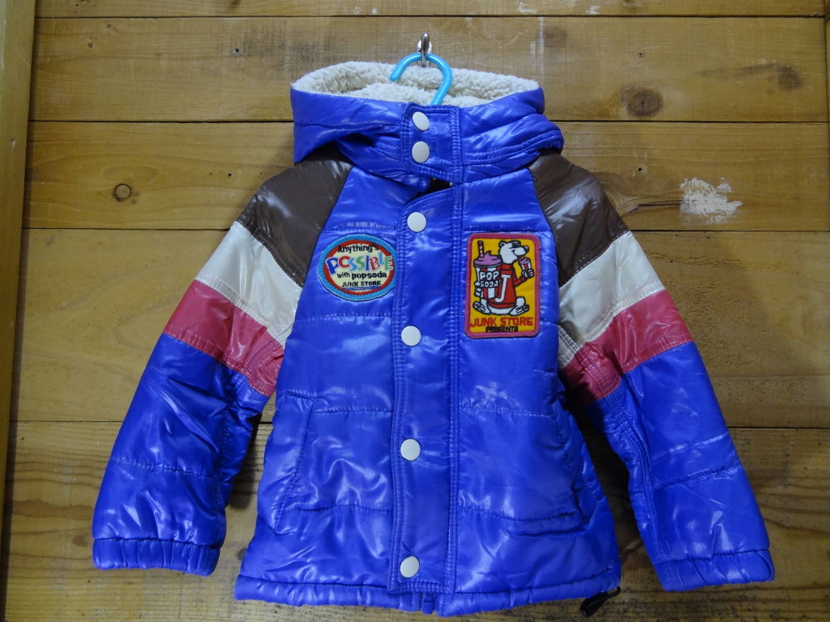 全国送料無料 ジャンクストア JUNK STOREブリーズ BREEZE 子供キッズベビーアメカジワッペン付きボア付きパーカー中綿コートジャケット 90拍卖