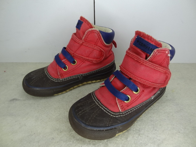 全国送料無料 レア!! コンバース CONVERSE 子供靴キッズ 男&女の子 赤色アウトドアタイプハイカットスニーカー 15cm拍卖