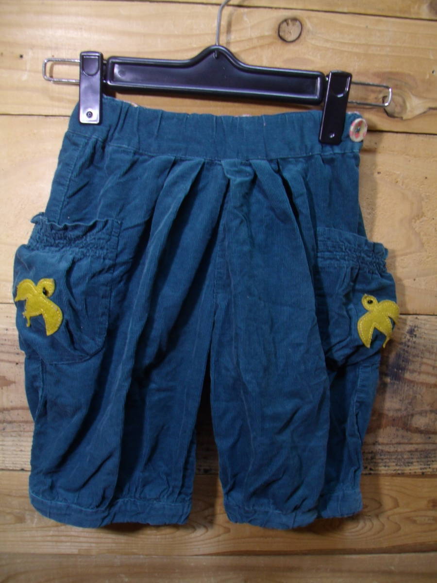 全国送料無料 プチジャム petit jam F.O.インター製 子供服キッズ女の子 緑色コーデュロイ素材 キュロットパンツ 100拍卖